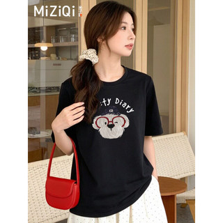 【Khuyến mãi】áo thun nữ Áo sơ mi nữ màu đen từ cotton nguyên chất, thiết kế ngắn tay phù hợp mùa hè