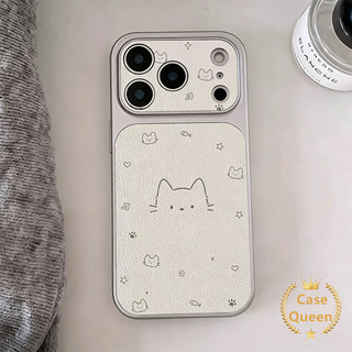 Vỏ Mèo Hoạt Hình Dễ Thương Đơn Giản Tương Thích Cho IPhone Air 14 16 13 15 17 11 12 Pro Max XR 16 14 15 Plus 17 16 14 12 13 Pro Vỏ Họa Tiết Da Sáng Tạo Sang Trọng