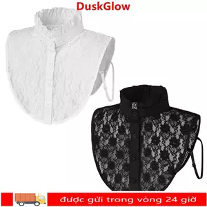Cổ giả DUSKGLOW, Cổ áo giả màu trắng đen có thể tháo rời, Cổ áo ren thời trang dành cho nữ