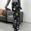 Cửa Hàng Hoạt Hình Retro Flannel Thu Đông Thẳng Quần Nữ Mùa Thu Lông Cừu Ấm Áp Nhà Quần Đi Bộ Quần Cong
