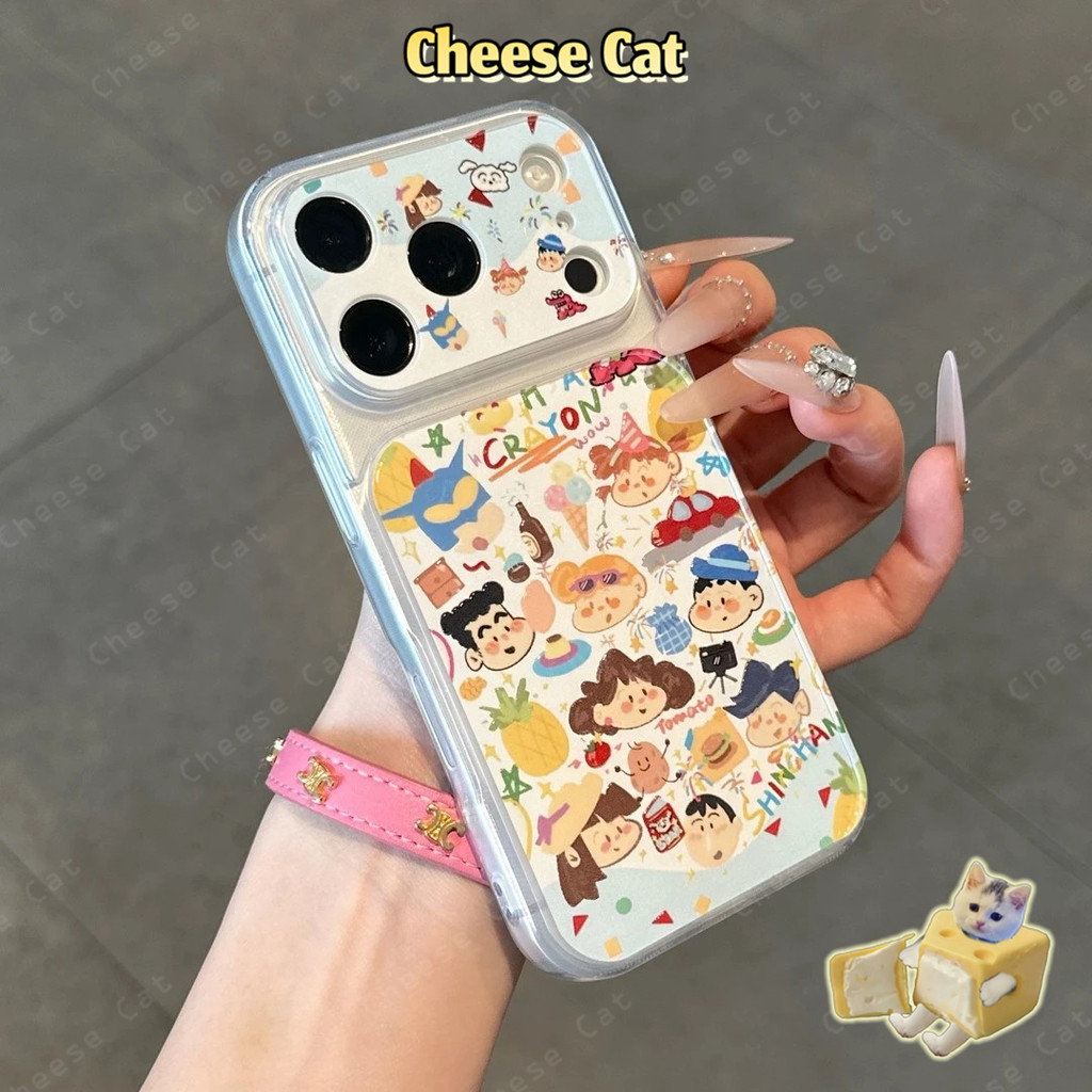 Shin Cửa Sổ Lớn 17 Pro Max Hoạt Hình Dễ Thương Bao Da Điện Thoại Cho iPhone 14 15 16 11 12 13 Pro Max XR Xs Max