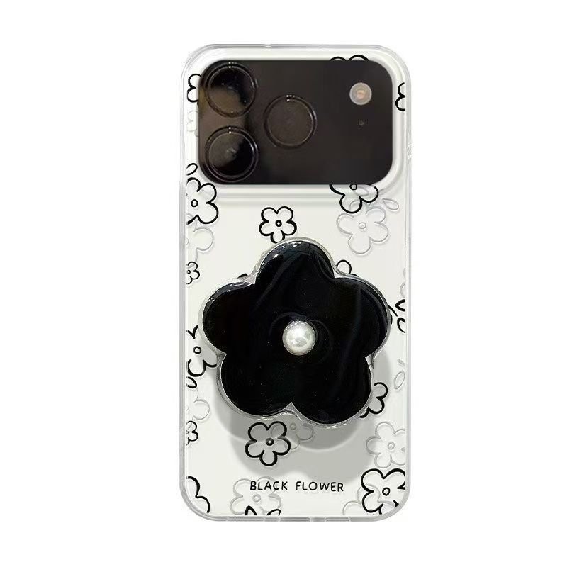 Ốp Điện Thoại Thích Hợp Cho iPhone 7 8 X XS XR XSMAX 11 12 13 14 15 16 17 Pro max Plus Air Black Hoa Nhỏ Có Giá Đỡ Vỏ Bảo Vệ Chống Sốc Bao Gồm Tất Cả FHXE