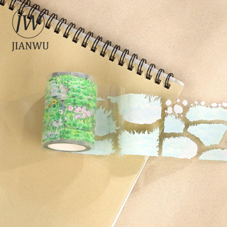 JIANWU 55mm * 5m Vintage Cỏ Xanh Vật Liệu Phong Cảnh Hoa Cắt Băng Thêu Sò PET Sáng Tạo DIY Tạp Chí Văn Phòng Phẩm
