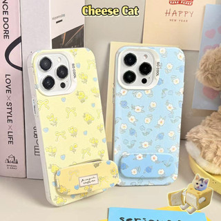 hoa màu vàng xanh Ốp Lưng Cho iPhone 13 14 15 12 11 16 17 Pro Max 16E Xs Max XR 7Plus Vỏ Điện Thoại Có Chân Đế Gương