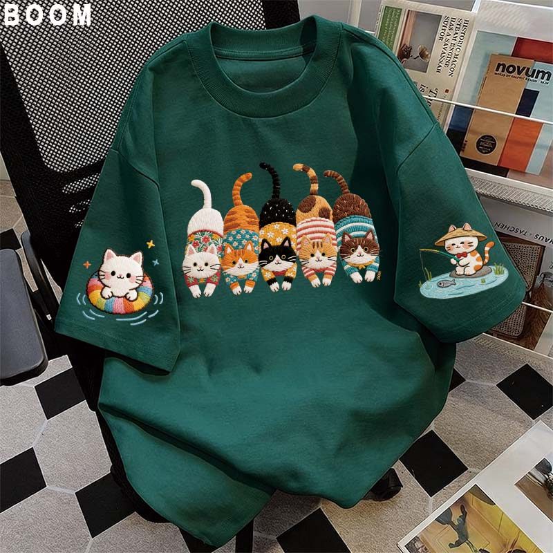 Áo thun chữ thêu nữ kiểu hàn quốc form rộng tay lỡ cổ tròn cotton mát - hè hot trend in cách dễ thương- Local brand #03