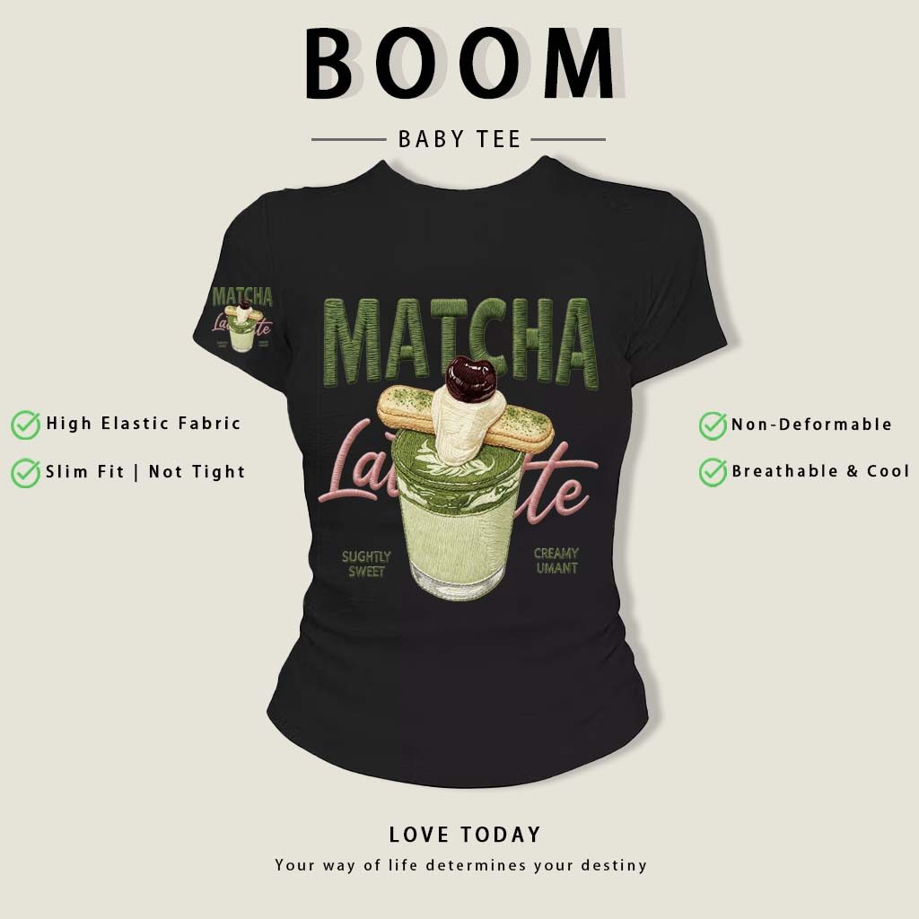 BOOM Áo thêu Baby Tee Nữ Cotton Ôm Body-Áo Thun Ngắn Tay Y2K In Hình PhongCách Mùa Hè, Cổ Tròn Hàng Đầucách hàn phong 02