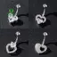 Nhẫn nút bụng Steele Zircon thời trang, thép không gỉ với nơ trái tim - Gợi cảm cho nữ