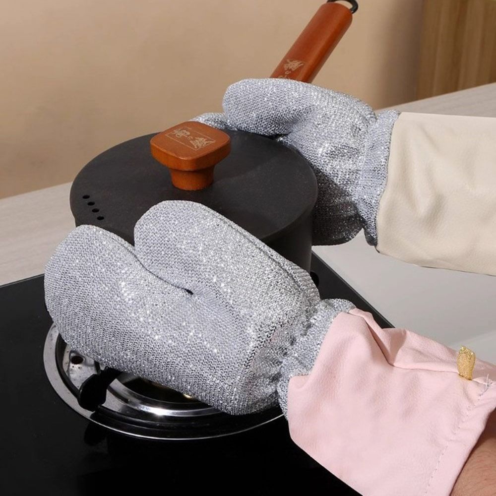 Găng tay rửa chén ren bạc HOBBYIN chống nước, đa chức năng, dày dặn, chống dính, dùng cho gia dụng