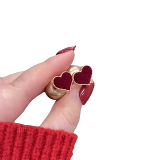 Bông tai nữ phong cách châu Âu và Mỹ với hạt đỏ tình yêu