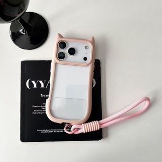 [Có dây buộc miễn phí] Vỏ tai mèo dễ thương Vỏ điện thoại cứng Acrylic trong suốt cho IPhone 17 16 15 14 13 12 11 Pro Max Plus Vỏ chống sốc
