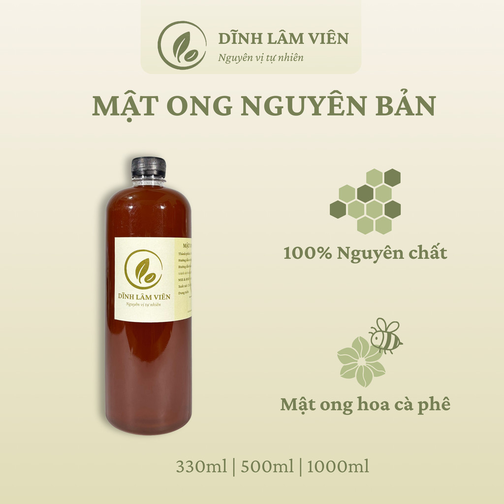 Mật ong hoa cà phê Gia Lai nguyên bản nguyên chất 330-1000ml | Dĩnh Lâm Viên