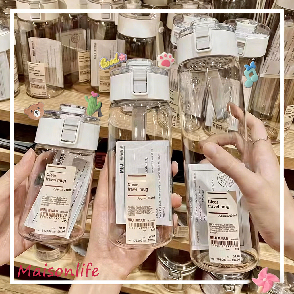 Ly nhựa trong suốt Phong cách Muji dung tích 350ml/550ml/800ml, có bộ lọc trà tiện lợi, dễ dàng mang theo.