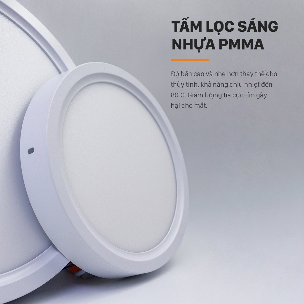 Đèn LED ốp trần Mỹ Linh tròn gắn nổi 18W, 24W. Đèn led ánh sáng trắng 6500K, phòng khách, ban công