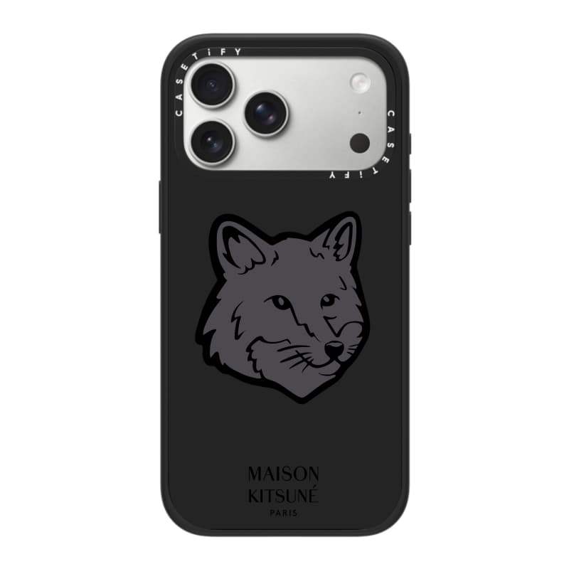 CASECASE X Maison Kitsune Fox Black Case Phiên bản vòng máy ảnh màu đen mờ cứng hút từ tính Vỏ tác động cho Apple IPhone 13 14 15 16 17 Pro Max Air Plus có hộp
