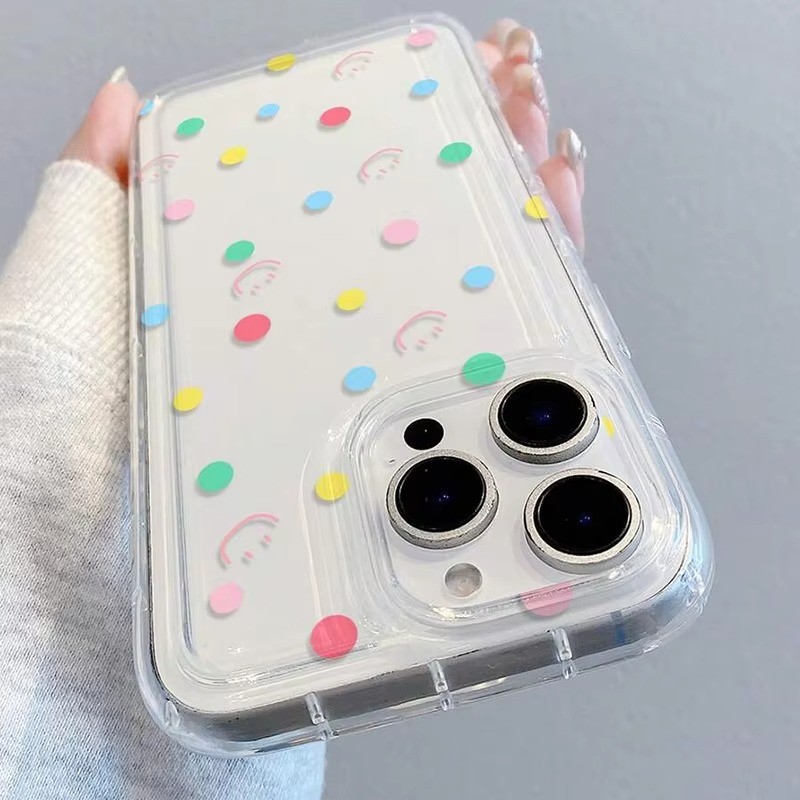 Dành Cho iPhone 16 15 14 17 13 12 11 Pro Max 16e Cho iPhone XS Max X XR 8 7 Plus SE2020 2022 Vỏ Mềm Trong Suốt Chấm Bi Thời Trang & Dễ Thương