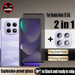 Redmi Note 15 5G Bảo vệ màn hình riêng tư 2 trong 1 Kính cường lực chống nhìn trộm cho Xiaomi Redmi Note 15 Pro + 14 13 Pro Plus 5G & Phim máy ảnh ống kính