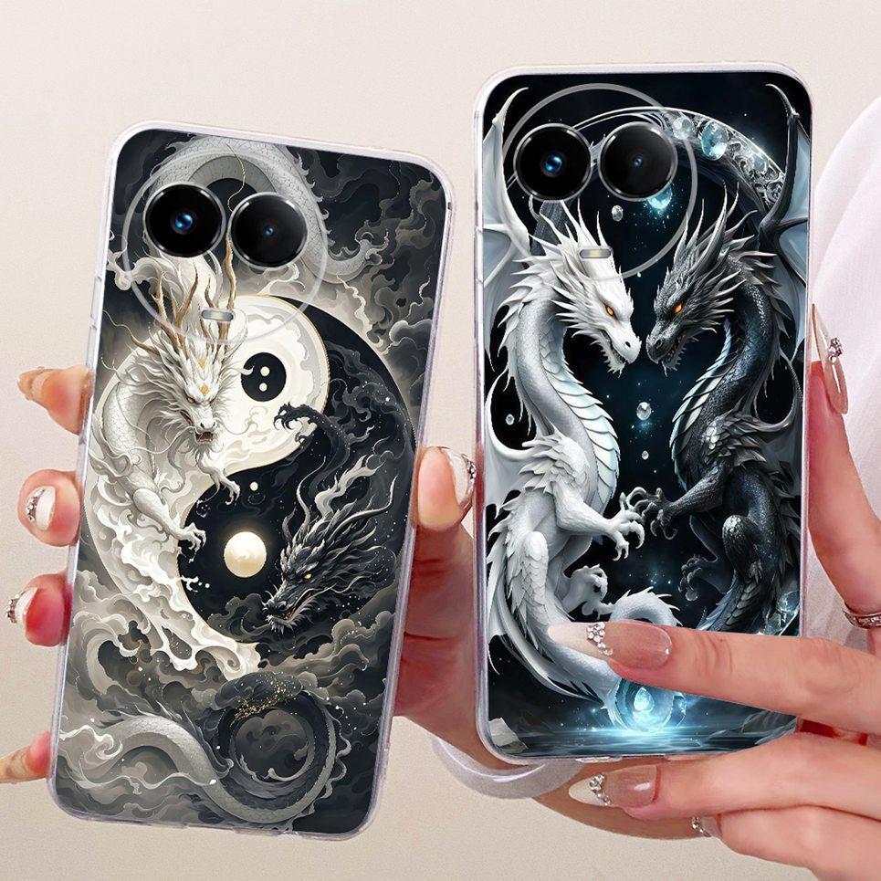 Vỏ Silicon Mềm Trong Suốt Cho Realme 11x RMX3785 Ốp Lưng Điện Thoại Realme 11 5G RMX3780 Vỏ Hoạt Hình Mèo Rồng Hoa Bướm