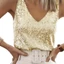 Women's Sleeveless Sparkles Shimmer Camisole Vest Glitter Sequins Tank Tops