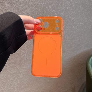 [Trở thành iPhone 17] Thích hợp cho iPhone 16 ProMax, 15 ProMax, 14, ốp điện thoại sạc không dây phong cách mờ siêu mỏng dành cho doanh nghiệp tối giản iPhone 13 ProMax màu cam trong suốt