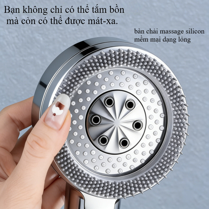 Vòi Sen Nóng Lạnh Tăng Áp 4 Chế Độ, Đầu Silicon Massage, Bộ Lọc Tạp Chất, Nhấn Nút Chuyển Đổi