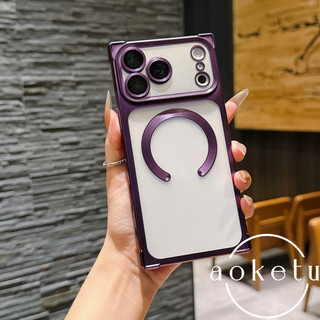 Ốp điện thoại từ tính mạ điện góc phải sang trọng phù hợp cho iPhone 13 14 15 16 17 Pro max vỏ mềm silicon chống rơi bốn góc