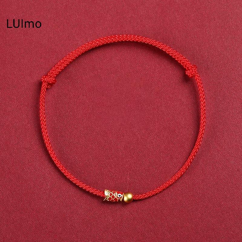 LUImo Tinh Tế May Mắn Sợi Đỏ Vòng Chân Cho Nam Nữ Koi Tay Dây Handmade Dây Vòng Tay Trang Sức Phụ Kiện Quà Tặng SBS