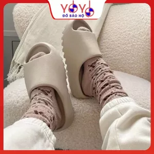 Dép bánh mì vân nhám nam nữ, dép nữ đi trong nhà trơn đế răng cưa cao 4cm