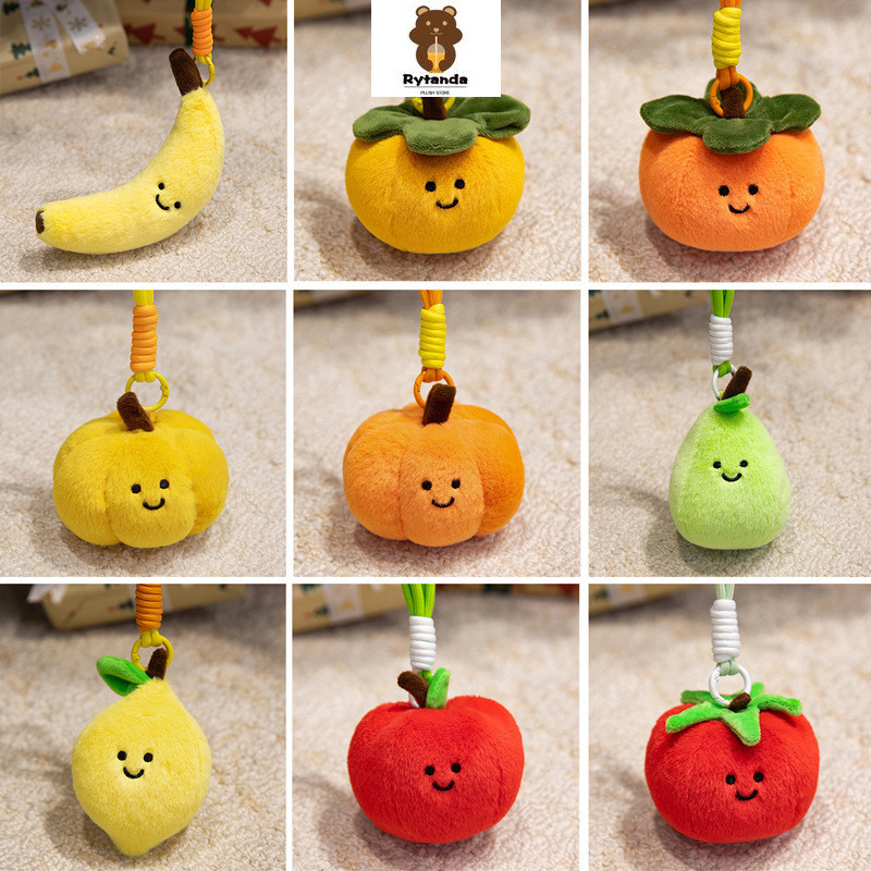 Rytanda Cà Chua Plushie Móc Khóa Trái Cây Rau Móc Chìa Khóa Chanh Chuối Mô Phỏng Dễ Thương Hồng Bí Ngô Lê Đỏ Táo Quà Tặng Sinh Nhật Cho Trẻ Em Mặt Dây Chuyền Mềm Trang Trí Ba Lô
