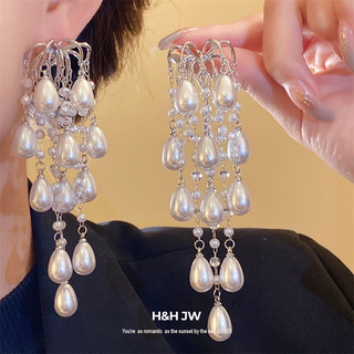 Vòng cổ chéo hạt ngọc trai hai lớp kiểu Pháp cổ điển, đơn giản và thời trang