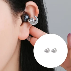 BTM 2 Chiếc Nhẹ Nhàng Ngôi Sao Mặt Trăng Hợp Kim Kẹp Tai Trang Trí Cho FreeClip 1 2 Tai Nghe Có Giữ Chắc Chắn Và Phong Cách Hợp Thời Trang