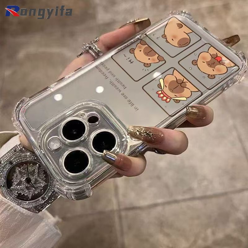 Ốp Điện Thoại Capybara Dễ Thương Cho Realme C85 Pro C75 C73 C71 C67 C65 C63 C61 C55 C53 C51 C35 C33 C33S C31 C30 C30A C30S C25 C25S C25Y C21 Vỏ Mềm Trong Suốt Bốn Góc