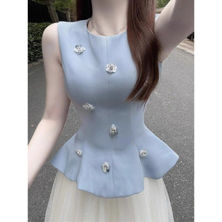 Bộ áo vest không tay thời trang trẻ trung và váy ngắn cao eo tôn dáng thanh lịch cho Nữ