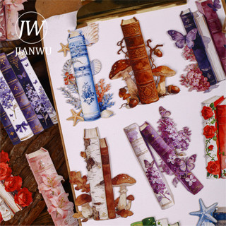 JIANWU Ánh Sáng Đọc Cột Sống Series Vintage Bướm Hoa Sách Phong Cảnh Chất Liệu Cắt Dán Sáng Tạo Tạp Chí Văn Phòng Phẩm