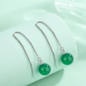 Bông tai mã não xanh Bông tai nữ màu vàng trắng Carnelian