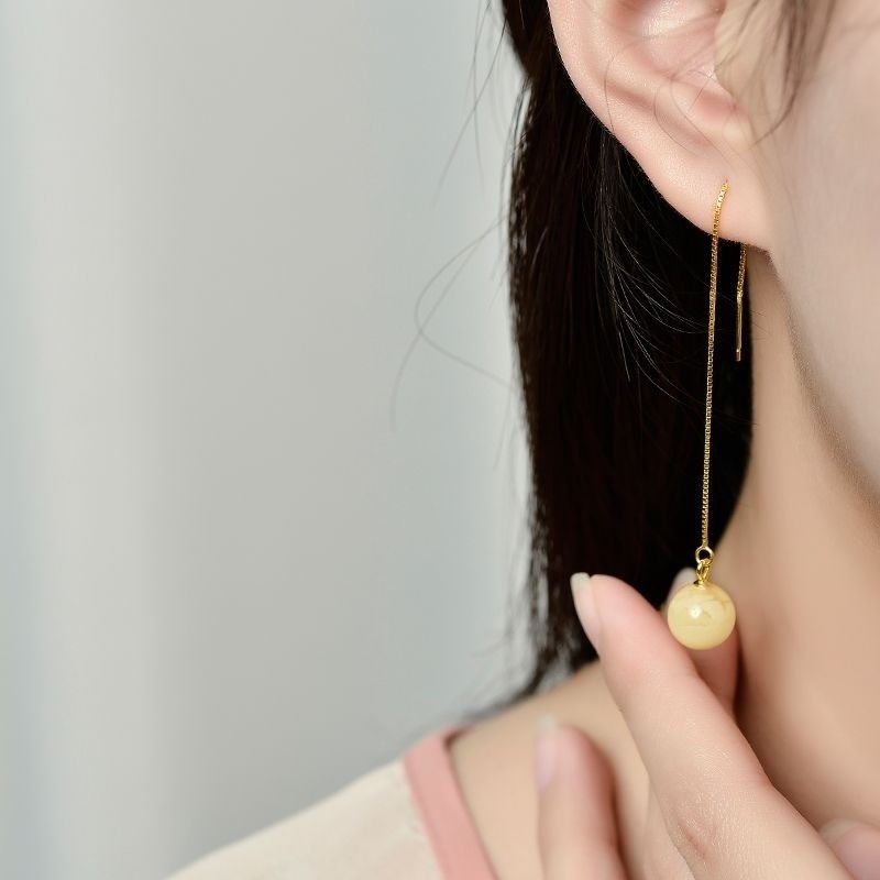 Bông tai sáp ong từ Trung Quốc, thiết kế dáng dài