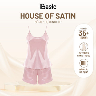 Đồ bộ mặc nhà nữ iBasic lụa satin áo hai dây quần đùi HOMW068
