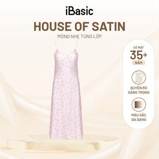 Váy ngủ lụa satin iBasic hai dây phom suông dài SW073