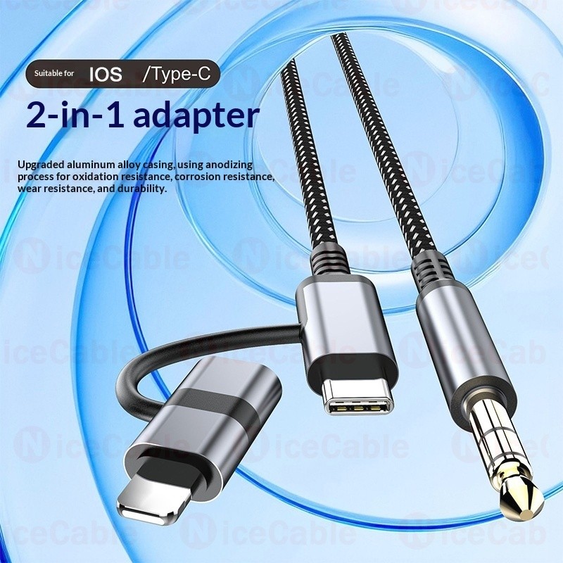 Cáp chuyển đổi tai nghe bện 2 TRONG 1 IOS / Loại C sang 3,5mm Bộ chuyển đổi âm thanh Cắm và chạy Hỗ trợ ios15-17