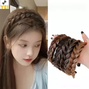 Tóc giả bím xương cá chống trơn trượt, băng đô quấn tóc thời trang
