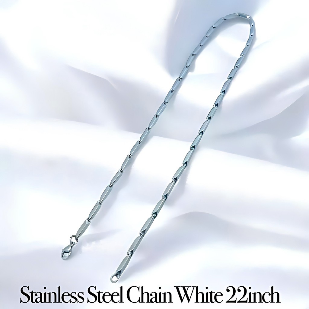 Chuỗi hạt gỗ tre thép không gỉ chất lượng cao - màu vàng/trắng - 55cm dành cho nam