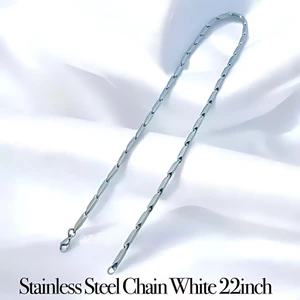 Chuỗi hạt gỗ tre thép không gỉ chất lượng cao - màu vàng/trắng - 55cm dành cho nam