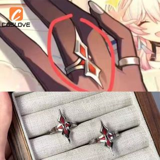 Nhẫn trang trí nhỏ màu đỏ bạc cho cosplay, đạo cụ phù hợp làm quà tặng sinh nhật