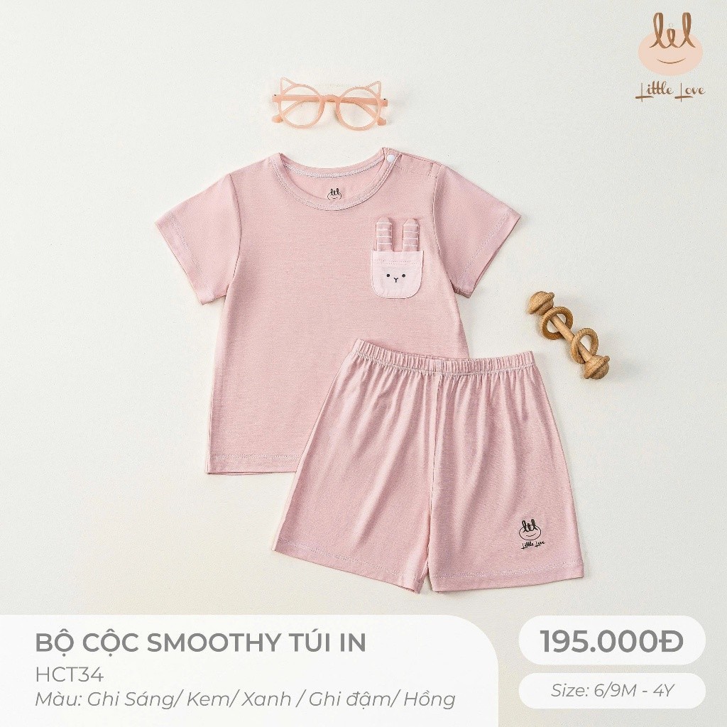 BỘ CỘC TAY VẢI SỢI TRE TÚI IN [ Siêu Mềm, Mát, Mịn Co Dãn Và Thấm Hút Mồ Hôi Tốt] Size 6M - 4Y (HCT34)
