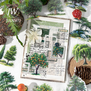 JIANWU Lãng Mạn Rừng Series Vintage Cây Phong Cảnh Chất Liệu Cắt Dán Thêu Sò PET Miếng Dán Sáng Tạo DIY Tạp Chí Văn Phòng Phẩm