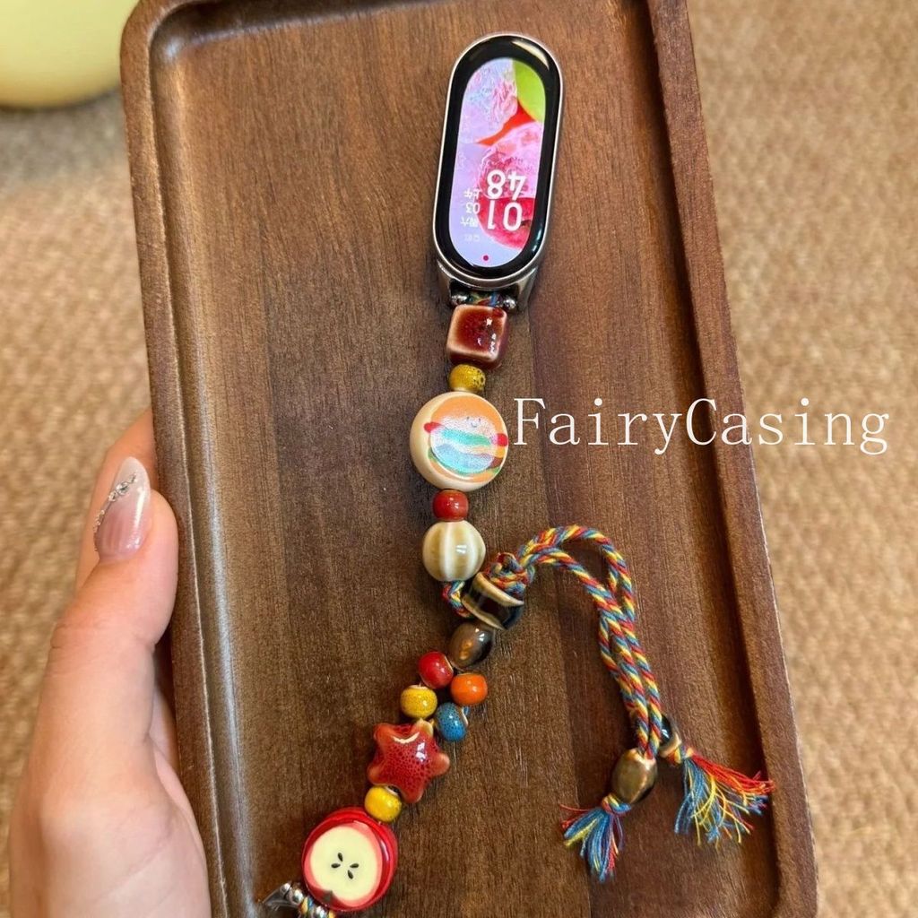 Mèo Móng Vuốt Hạt Gốm Vòng Tay Liên Kết Cho Xiaomi Mi Band 8 9 10 Dây Đeo Cho Mi Band 7 6 5 4 3 NFC Dây Đeo Tay Phụ Kiện