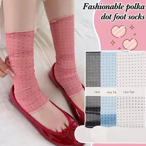 Bọc chân lưới polyester siêu mỏng họa tiết chấm bi – thoáng khí dành cho mùa hè