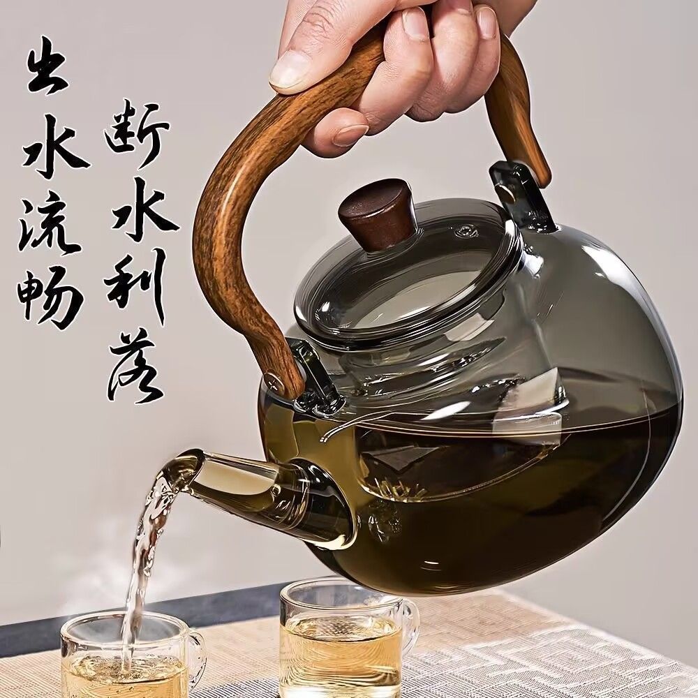 Ấm trà thủy tinh chịu nhiệt độ cao 1.000ml Trà sưởi ấm Tách nước Bộ trà thủy tinh Ấm trà gia đình