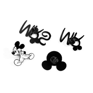 4 Cái / bộ Dễ Thương Chuột Mickey Đen Trắng Huy Hiệu Kim Loại Đầu Mickey Pin Trang Trí Trâm Cài