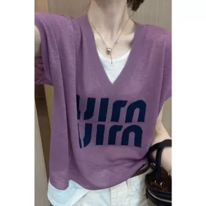 Áo Cotton Ngắn Tay Nữ Mùa Hè In Chữ Phù Hợp Mặc Hàng Ngày
