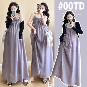 Bộ đồ bà bầu voan phiên bản Hàn Quốc kèm áo cardigan